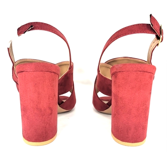 Qupid Scarlett Alona Red Suede, Strappy, Block Heel, Sandal. Women's Size 9M - Picture 7 of 13